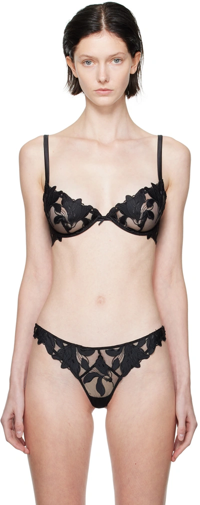 Fleur Du Mal Black Lily Bra In 0100 Black