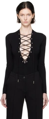 FLEUR DU MAL BLACK PLUNGING BODYSUIT