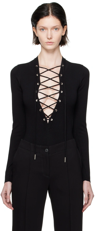 Fleur Du Mal Black Plunging Bodysuit