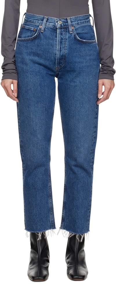 Agolde Riley Crop Jeans In Blue