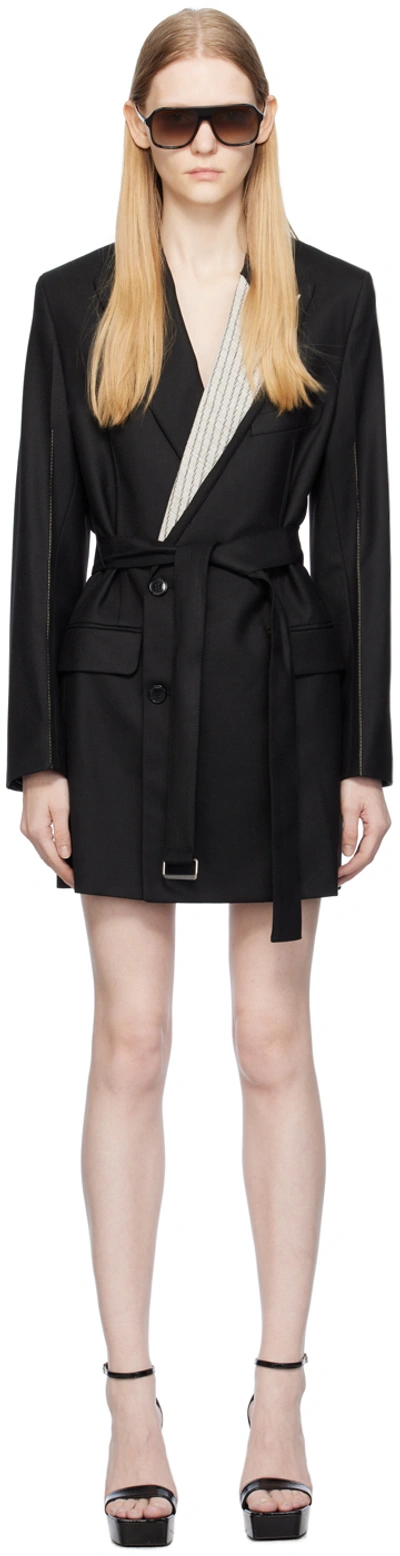 Victoria Beckham Canvas-lapel Double-breasted Twill Mini Dress In Black