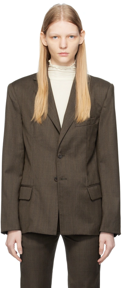 Carter Young Brown Single-breasted Blazer In Brown Glenn Plaid