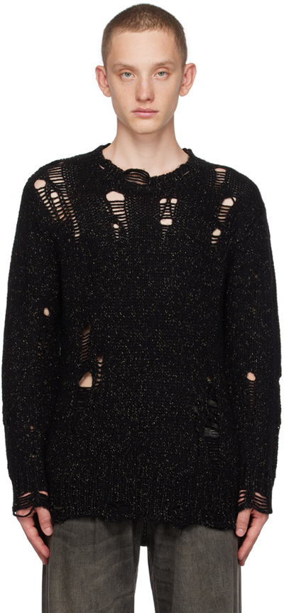 R13 Black Grunge Jumper In Black Glitter