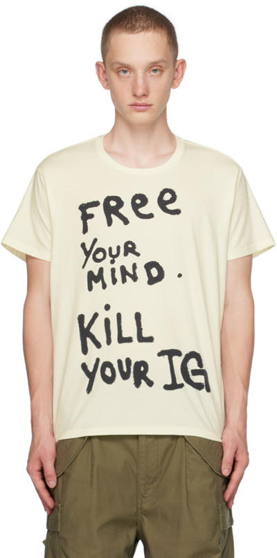 R13 Off-white 'free Your Mind' T-shirt In Ecru