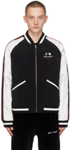 Palm Angels X Haas F1 Team Satin Bomber Jacket In Black White