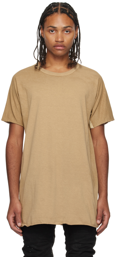 Boris Bidjan Saberi Brown Taped Seams T-shirt In Light Sand