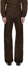 RICK OWENS BROWN BUTTON-FLY TROUSERS