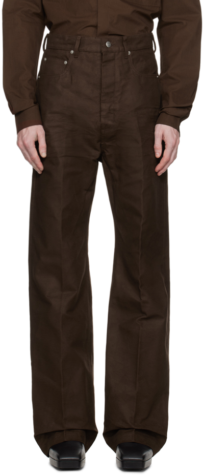 Rick Owens Brown Button-fly Trousers In 04 Brown