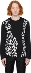 Comme Des Garçons Homme Deux Script-print Long-sleeved Jumper In Black / White