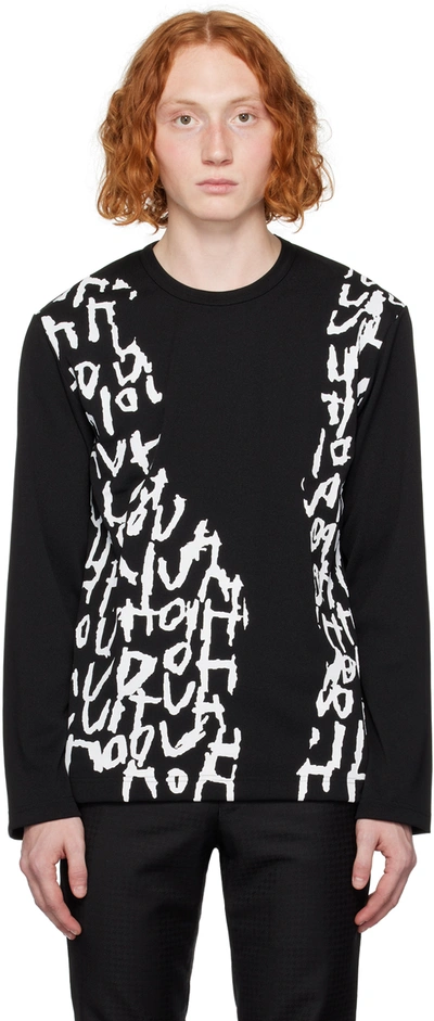 Comme Des Garçons Homme Deux Long Sleeve Printed T-shirt In Black / White