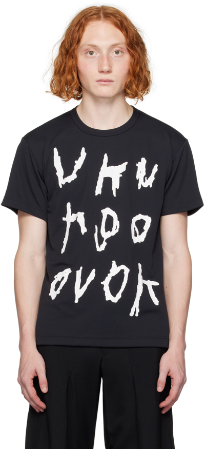 Comme Des Garçons Homme Deux Text-print Round-neck T-shirt In Black