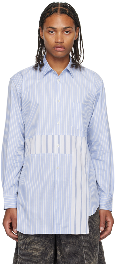 Comme Des Garçons Shirt Asymmetric Striped Panelled Cotton Shirt In 1 Stripe