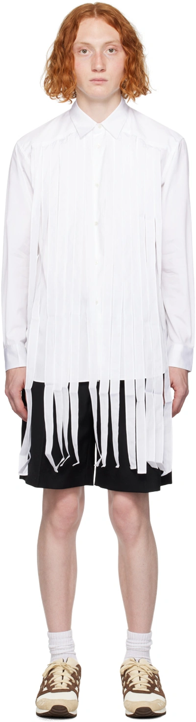 Comme Des Garçons Shirt Fringed Long-sleeve Cotton Shirt In White