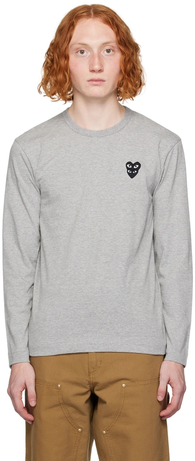 Comme Des Garçons Play Gray Double Heart Long Sleeve T-shirt In 1 Grey
