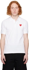 Comme Des Garçons Play Heart Patch Polo Shirt In White