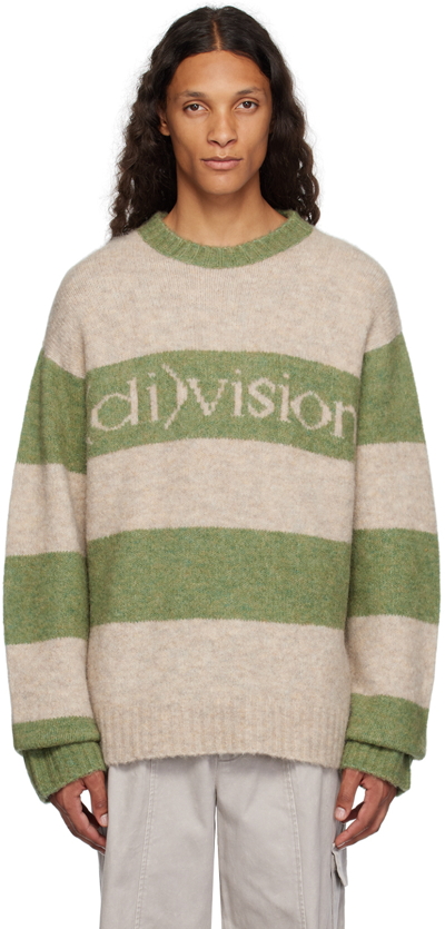 (d)ivision Off-white & Green Striped Jumper