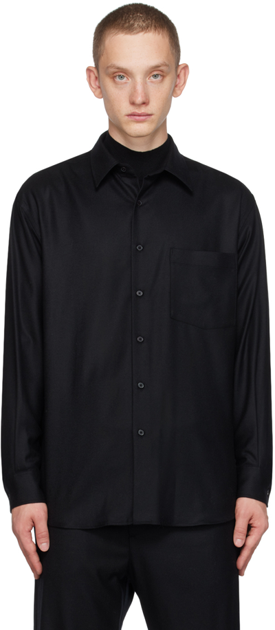Auralee Lightweight Wool Shirt In Black