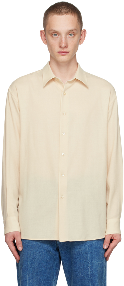 Auralee Long-sleeved Wool Shirt In White