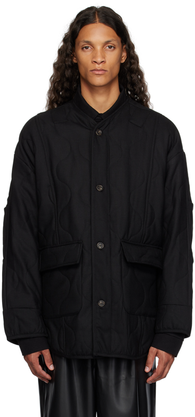 The Frankie Shop Ted Quilted Wool Blend Jacket In Black