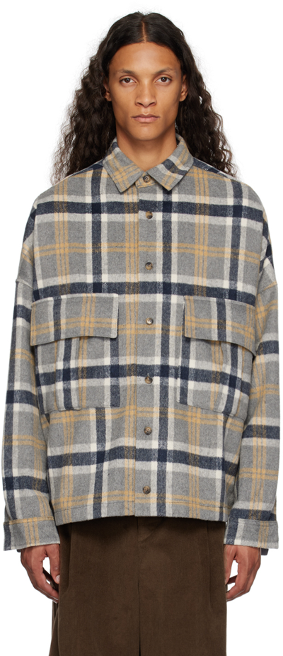 The Frankie Shop Gray Keaton Shirt In Checked Grey