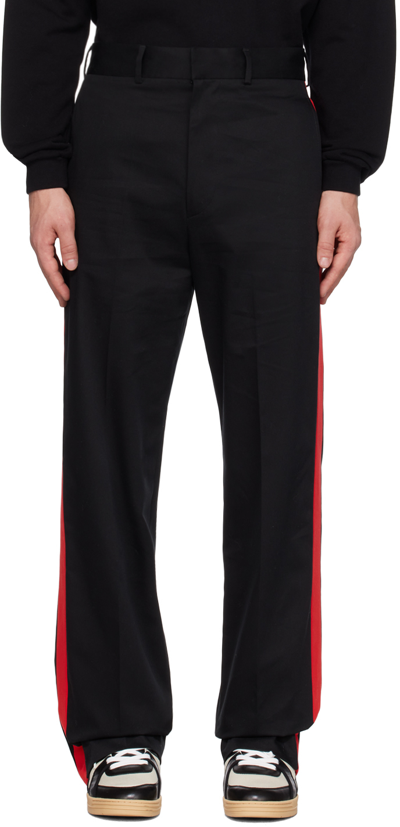 Palm Angels X Haas F1 Racing Stripe-detail Straight-leg Trousers In Black Red