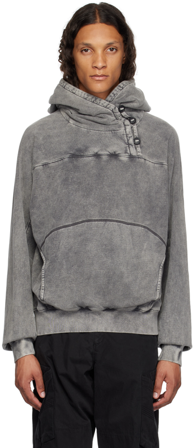 Hyein Seo Gray Button Hoodie In Charcoal
