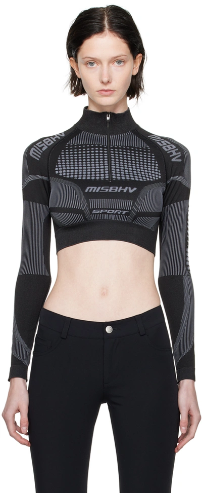 MISBHV BLACK & GRAY EUROPA CROPPED SPORT TOP