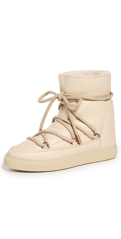 Inuikii Leather Wedge Boots In Cream