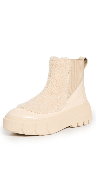 Sorel Caribou X Cozy Chelsea Boots In Bleached Ceramic, Oatmeal