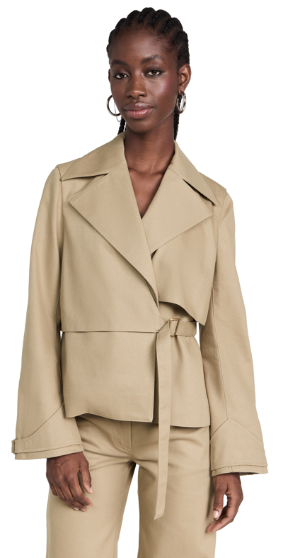 Rosie Assoulin Yippee Kayak Trench Jacket In Khaki