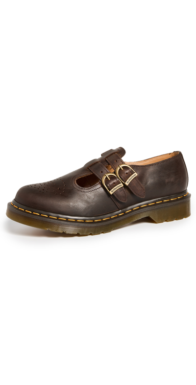 Dr. Martens Brown 8065 Crazy Horse Leather Mary Jane Loafers In Dark Brown Crazy Hor