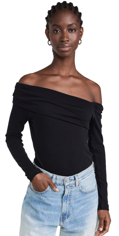 Enza Costa Cashmere One Shoulder Top In Black