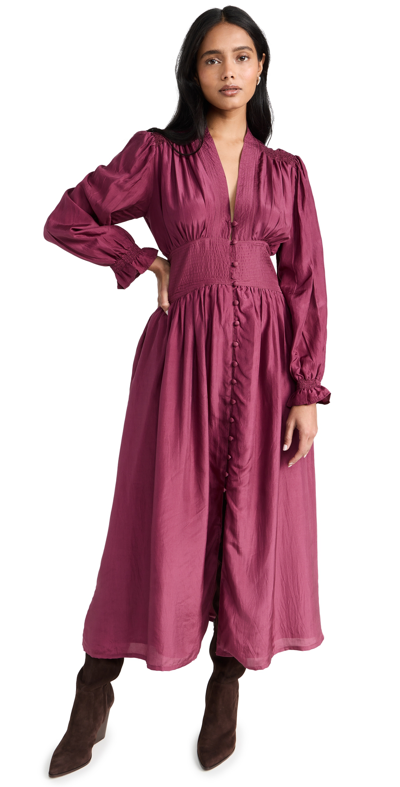 Mille Anya Dress In Plum Washed Silk