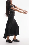 Topshop Asymmetric Fishtail Midi Skirt In Black