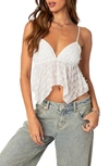 Edikted Flutter Frilled Tie Back Babydoll Top In White