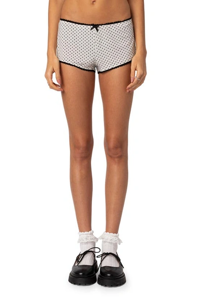 Edikted Kendall Polka Dot Microshorts In White