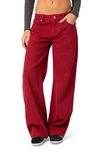 Edikted Roman Slouchy Wide Leg Jeans In Burgundy