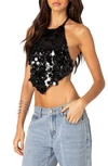 Edikted Women's Caelia Sequin Open Back Top In Black