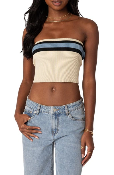 Edikted Cyprus Rib Tube Top In Beige