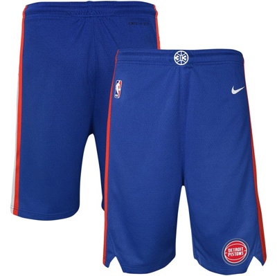 Nike Kids' Youth  Blue Detroit Pistons Icon Edition Mesh Performance Swingman Shorts