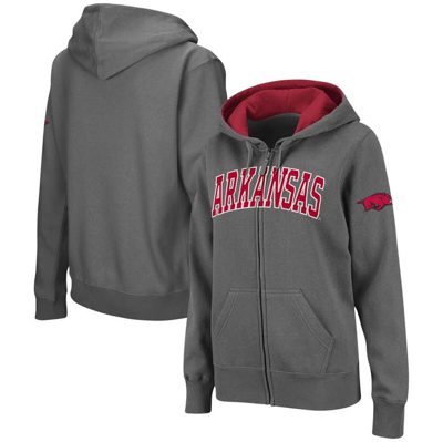 Colosseum Charcoal Arkansas Razorbacks Arched Name Full-zip Hoodie