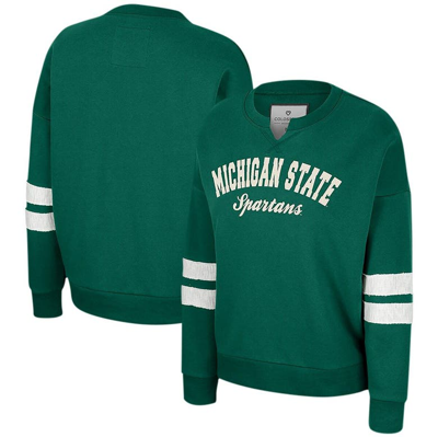Colosseum Green Michigan State Spartans Perfect Date Notch Neck Pullover Sweatshirt