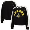 GAMEDAY COUTURE GAMEDAY COUTURE BLACK PURDUE BOILERMAKERS BLINDSIDE RAGLAN CROPPED PULLOVER SWEATSHIRT