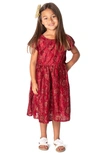 POPATU POPATU KIDS' METALLIC CAP SLEEVE LACE DRESS