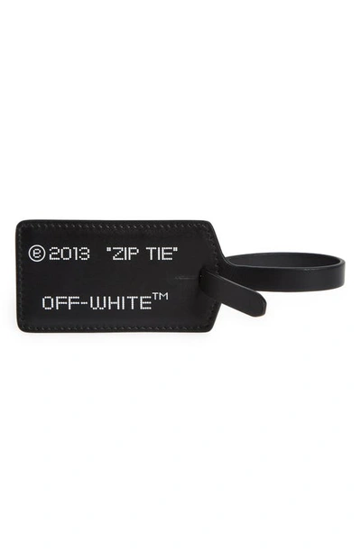 Off-white Zip Tie Leather Luggage Tag In Black