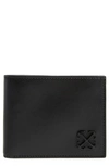Off-white Jitney Logo-embellished Leather Bifold Wallet In Black
