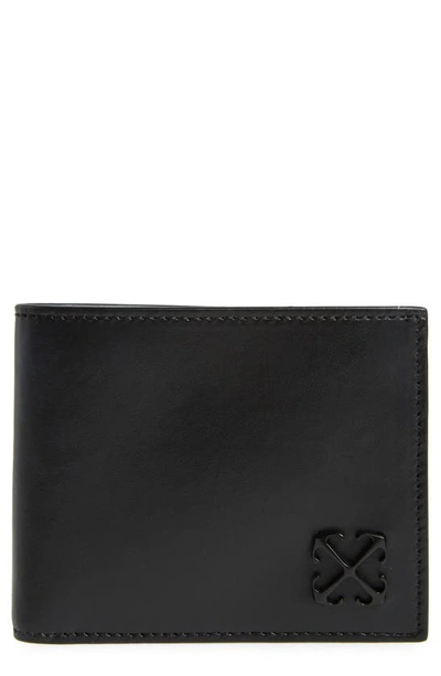 Off-white Jitney Logo-embellished Leather Bifold Wallet In Black