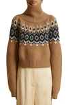 KHAITE AMARIS FAIR ISLE CASHMERE BLEND TURTLENECK SWEATER