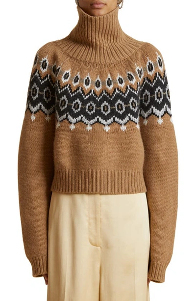 Khaite Amaris Cashmere-blend Turtleneck Jumper In Brown