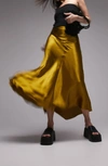 Topshop Asymmetric Fishtail Midi Skirt In Yellow
